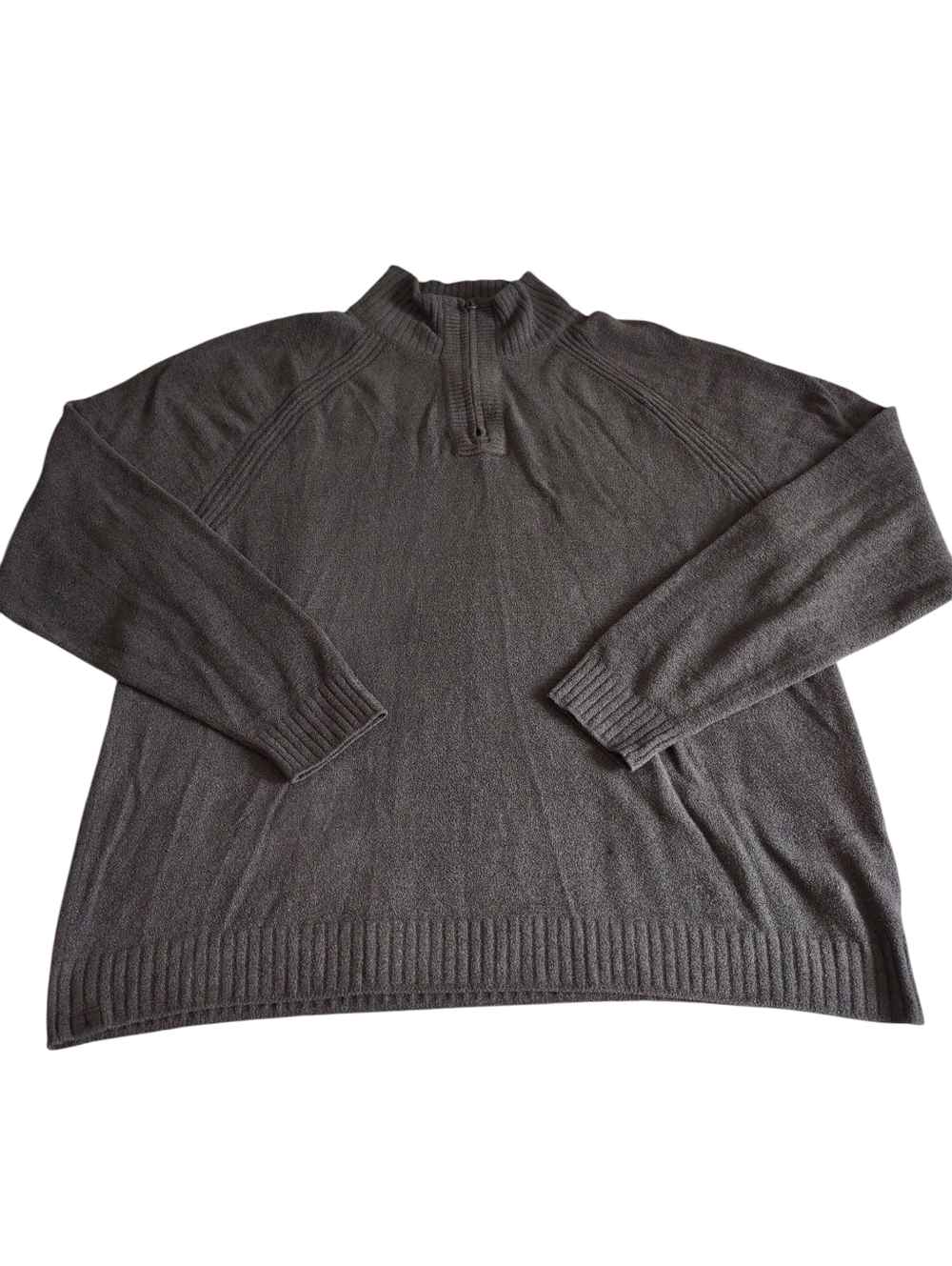 Barefoot Dreams Large Grey Quarter Zip Pullover Sweater